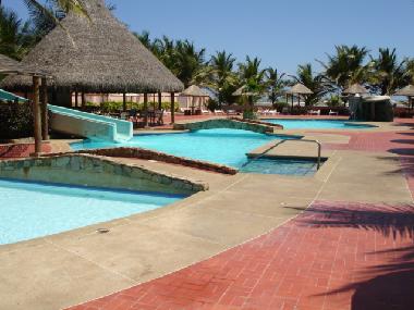 Piscinas, churruata y palmeras