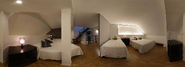 Spacious room with 3 queen beds and 2 single beds