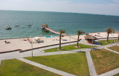 View of the beach and pier from the terrace