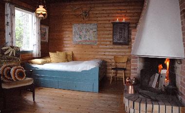En la parte posterior de la habitación con una cama doble (140 cm, 2 camas), de estilo antiguo Dalec