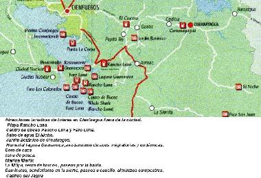 mapa de lugares  fuera de la ciudad