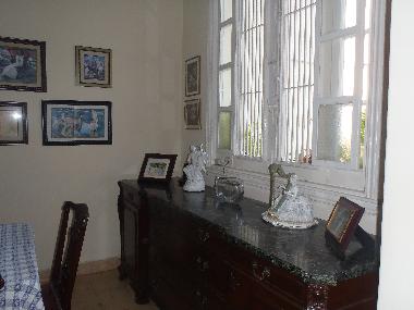 Dining room with a large glass window