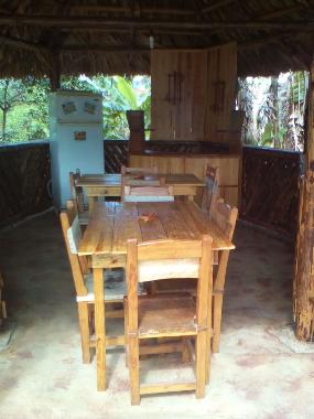 log cabin in the garden